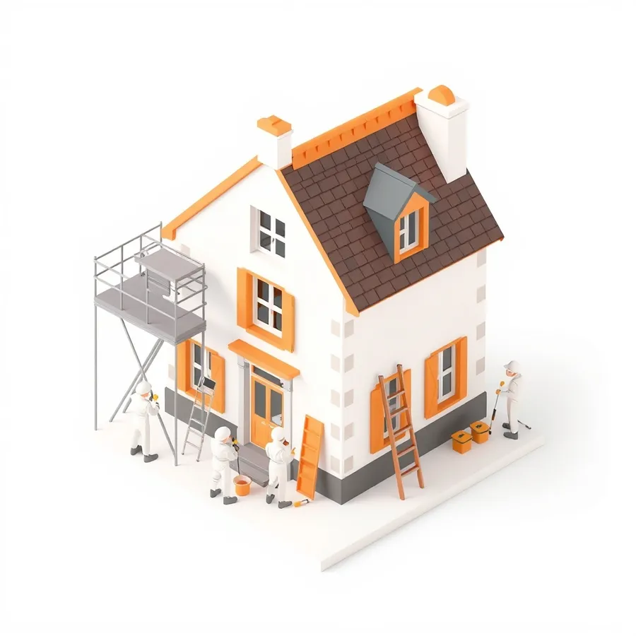 Travaux de peinture sur une maison dans les Alpes-Maritimes — illustration